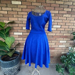 Strikingly vibrant fit and flare floral royal blue sundress